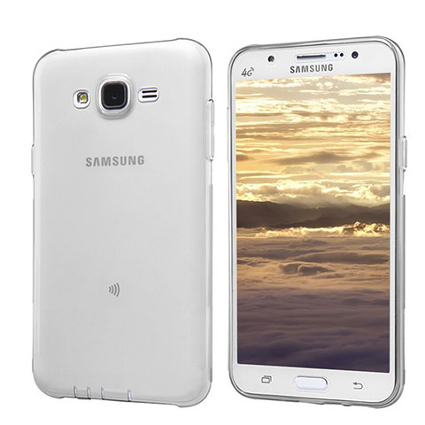 Samsung Galaxy J5 SM-J500F用極薄ソフトケース シリコンケース 耐衝撃 全面保護 クリア透明 T02 サムスン グレー