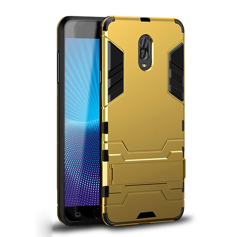 Samsung Galaxy J7 Plus用ハイブリットバンパーケース スタンド プラスチック 兼シリコーン カバー サムスン ゴールド