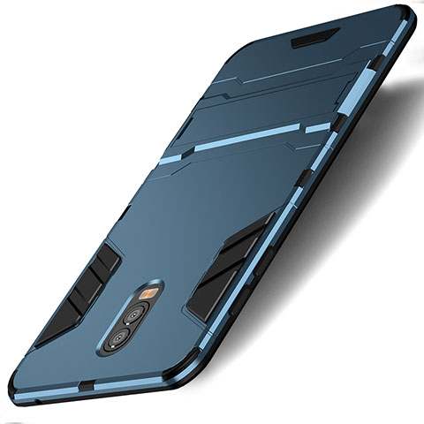 Samsung Galaxy J7 Plus用ハイブリットバンパーケース スタンド プラスチック 兼シリコーン サムスン シアン