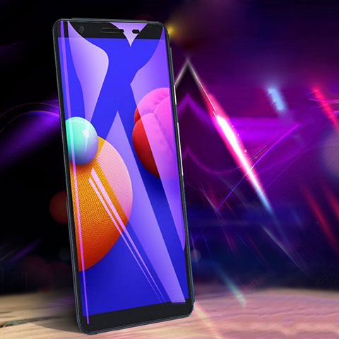 Samsung Galaxy M01 Core用強化ガラス フル液晶保護フィルム アンチグレア ブルーライト サムスン ブラック