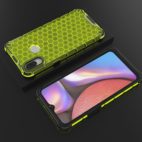 Samsung Galaxy M01s用360度 フルカバー ハイブリットバンパーケース クリア透明 プラスチック カバー AM1 サムスン グリーン