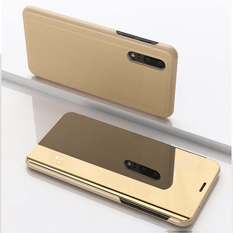 Samsung Galaxy M10用手帳型 レザーケース スタンド 鏡面 カバー サムスン ゴールド