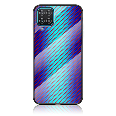 Samsung Galaxy M12用ハイブリットバンパーケース プラスチック 鏡面 虹 グラデーション 勾配色 カバー LS2 サムスン ネイビー