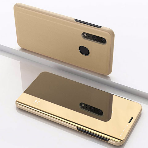 Samsung Galaxy M20用手帳型 レザーケース スタンド 鏡面 カバー サムスン ゴールド