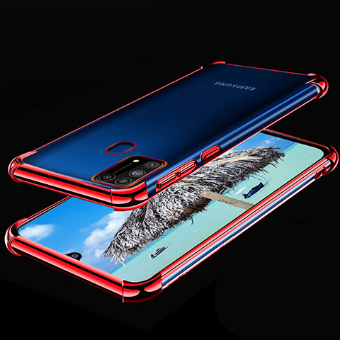 Samsung Galaxy M21s用極薄ソフトケース シリコンケース 耐衝撃 全面保護 クリア透明 H01 サムスン レッド