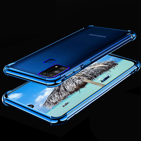 Samsung Galaxy M21s用極薄ソフトケース シリコンケース 耐衝撃 全面保護 クリア透明 H01 サムスン ネイビー