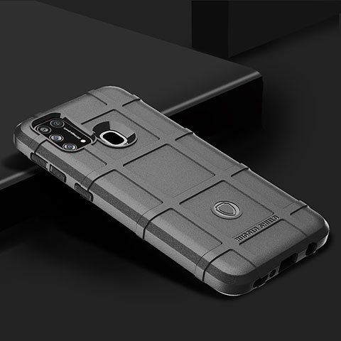 Samsung Galaxy M21s用360度 フルカバー極薄ソフトケース シリコンケース 耐衝撃 全面保護 バンパー J01S サムスン グレー