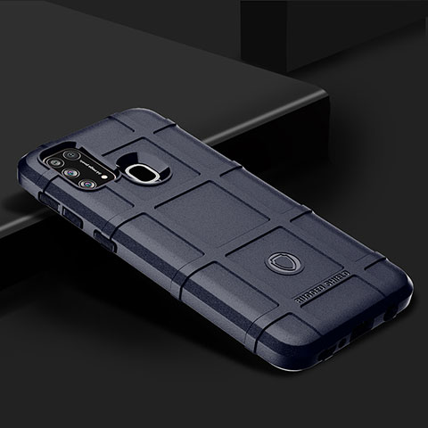 Samsung Galaxy M21s用360度 フルカバー極薄ソフトケース シリコンケース 耐衝撃 全面保護 バンパー J01S サムスン ネイビー