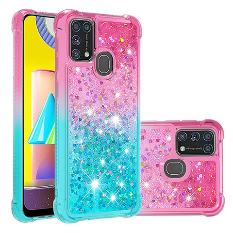Samsung Galaxy M21s用シリコンケース ソフトタッチラバー ブリンブリン カバー S02 サムスン ピンク