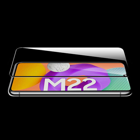 Samsung Galaxy M22 4G用強化ガラス フル液晶保護フィルム F08 サムスン ブラック