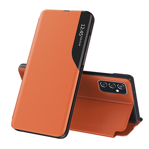 Samsung Galaxy M23 5G用手帳型 レザーケース スタンド カバー QH1 サムスン オレンジ