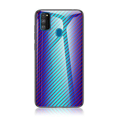 Samsung Galaxy M30s用ハイブリットバンパーケース プラスチック 鏡面 虹 グラデーション 勾配色 カバー LS2 サムスン ネイビー