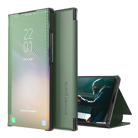 Samsung Galaxy M31用手帳型 レザーケース スタンド カバー ZL1 サムスン グリーン