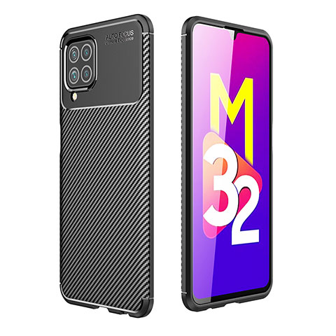 Samsung Galaxy M32 4G用シリコンケース ソフトタッチラバー ツイル カバー サムスン ブラック