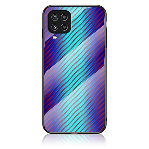 Samsung Galaxy M32 4G用ハイブリットバンパーケース プラスチック 鏡面 虹 グラデーション 勾配色 カバー LS2 サムスン ネイビー