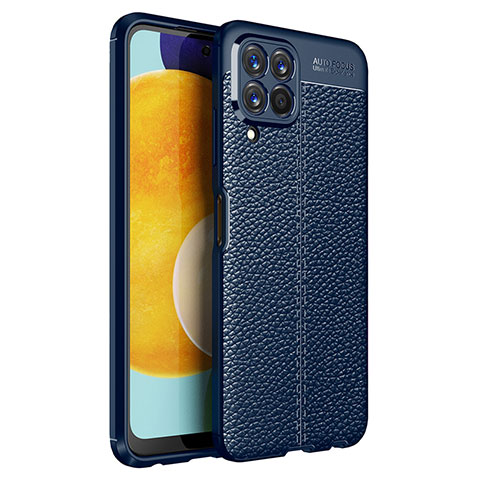 Samsung Galaxy M33 5G用シリコンケース ソフトタッチラバー レザー柄 カバー サムスン ネイビー