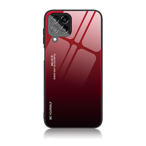 Samsung Galaxy M33 5G用ハイブリットバンパーケース プラスチック 鏡面 虹 グラデーション 勾配色 カバー LS1 サムスン レッド