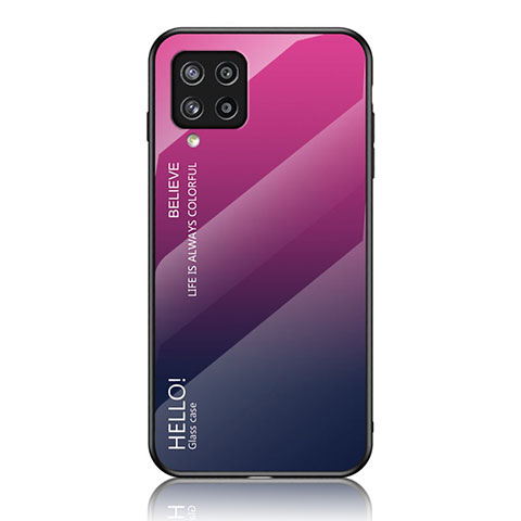 Samsung Galaxy M42 5G用ハイブリットバンパーケース プラスチック 鏡面 虹 グラデーション 勾配色 カバー LS1 サムスン ローズレッド