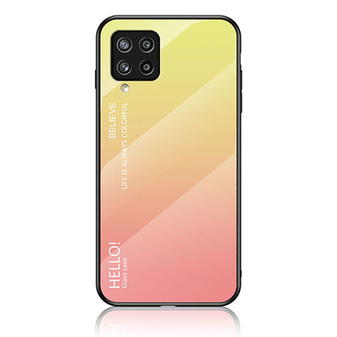 Samsung Galaxy M42 5G用ハイブリットバンパーケース プラスチック 鏡面 虹 グラデーション 勾配色 カバー LS1 サムスン イエロー
