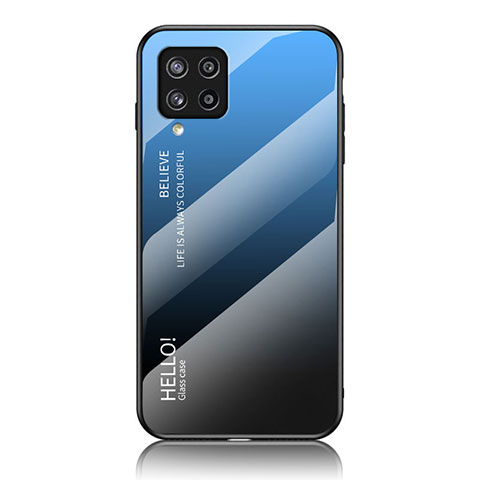 Samsung Galaxy M42 5G用ハイブリットバンパーケース プラスチック 鏡面 虹 グラデーション 勾配色 カバー LS1 サムスン ネイビー