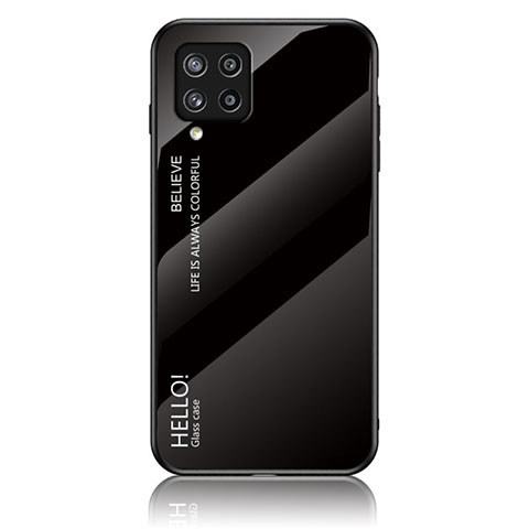 Samsung Galaxy M42 5G用ハイブリットバンパーケース プラスチック 鏡面 虹 グラデーション 勾配色 カバー LS1 サムスン ブラック