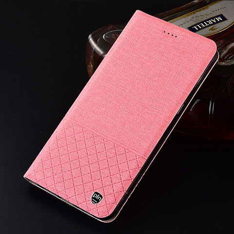 Samsung Galaxy M52 5G用手帳型 布 スタンド H12P サムスン ピンク