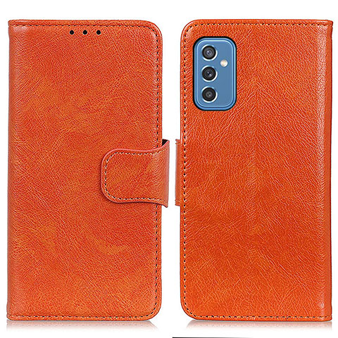 Samsung Galaxy M52 5G用手帳型 レザーケース スタンド カバー N05P サムスン オレンジ