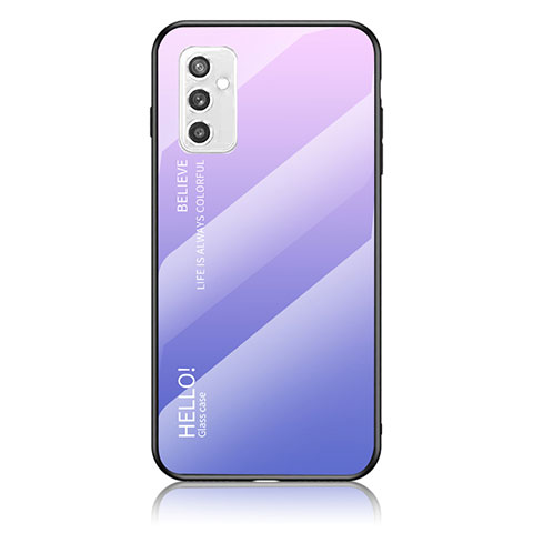 Samsung Galaxy M52 5G用ハイブリットバンパーケース プラスチック 鏡面 虹 グラデーション 勾配色 カバー LS1 サムスン ラベンダー