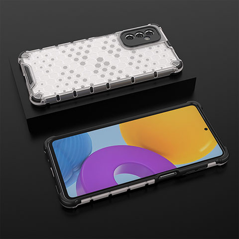 Samsung Galaxy M52 5G用360度 フルカバー ハイブリットバンパーケース クリア透明 プラスチック カバー AM2 サムスン ホワイト