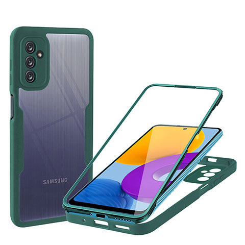 Samsung Galaxy M52 5G用360度 フルカバー ハイブリットバンパーケース クリア透明 プラスチック カバー MJ1 サムスン グリーン