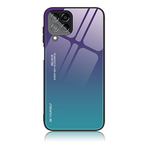Samsung Galaxy M53 5G用ハイブリットバンパーケース プラスチック 鏡面 虹 グラデーション 勾配色 カバー JD1 サムスン マルチカラー