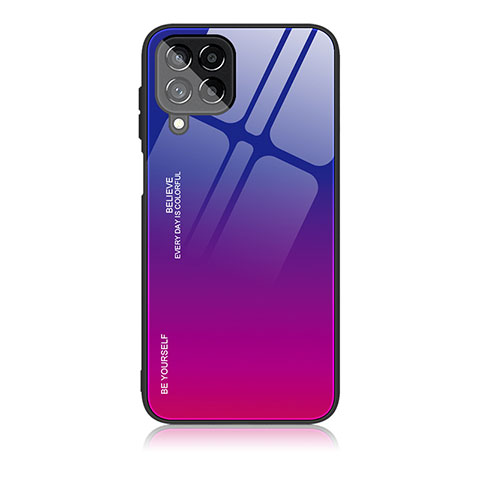 Samsung Galaxy M53 5G用ハイブリットバンパーケース プラスチック 鏡面 虹 グラデーション 勾配色 カバー JD1 サムスン ローズレッド