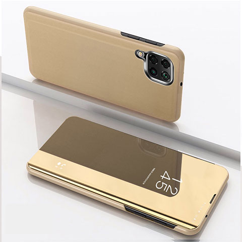 Samsung Galaxy M53 5G用手帳型 レザーケース スタンド 鏡面 カバー サムスン ゴールド