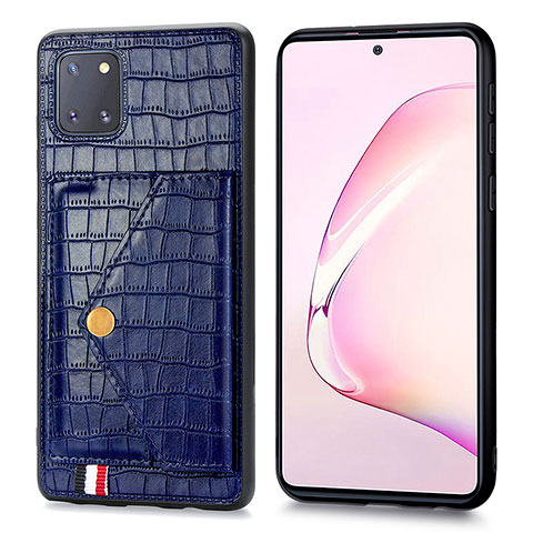 Samsung Galaxy M60s用ケース 高級感 手触り良いレザー柄 S01D サムスン ネイビー