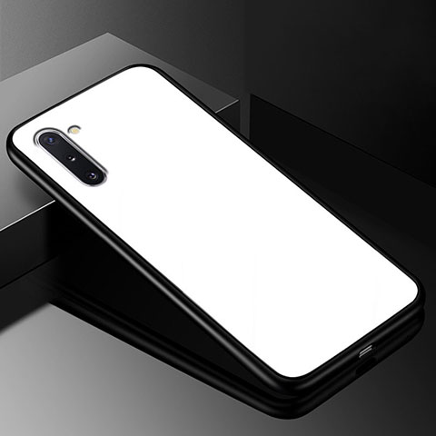 Samsung Galaxy Note 10 5G用ハイブリットバンパーケース プラスチック 鏡面 カバー T01 サムスン ホワイト