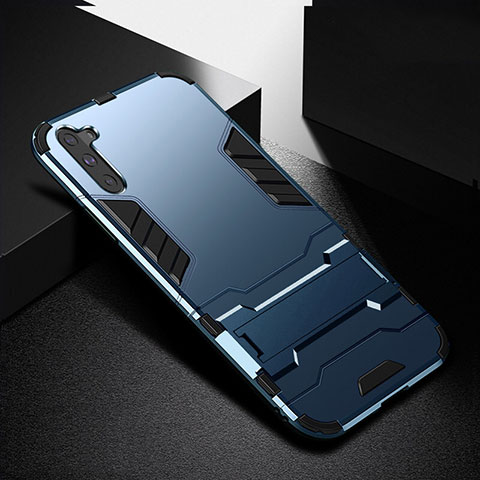 Samsung Galaxy Note 10 5G用ハイブリットバンパーケース スタンド プラスチック 兼シリコーン カバー R02 サムスン ネイビー