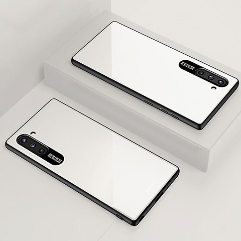 Samsung Galaxy Note 10 5G用ハイブリットバンパーケース プラスチック 鏡面 カバー M01 サムスン ホワイト