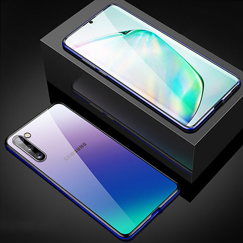 Samsung Galaxy Note 10 5G用ケース 高級感 手触り良い アルミメタル 製の金属製 360度 フルカバーバンパー 鏡面 カバー M04 サムスン ネイビー