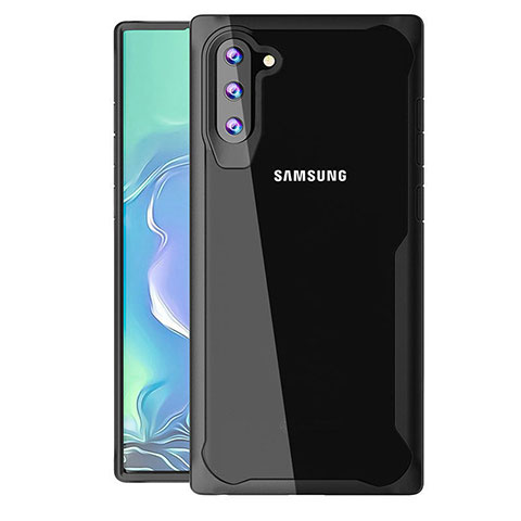 Samsung Galaxy Note 10 5G用ハイブリットバンパーケース クリア透明 プラスチック 鏡面 カバー M02 サムスン ブラック