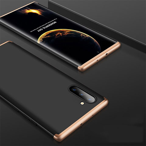 Samsung Galaxy Note 10 5G用ハードケース プラスチック 質感もマット 前面と背面 360度 フルカバー サムスン ゴールド・ブラック