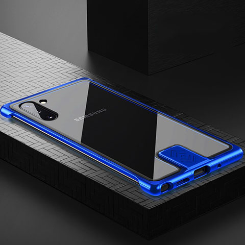 Samsung Galaxy Note 10 5G用ケース 高級感 手触り良い アルミメタル 製の金属製 360度 フルカバーバンパー 鏡面 カバー M05 サムスン ネイビー