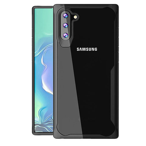 Samsung Galaxy Note 10用ハイブリットバンパーケース クリア透明 プラスチック 鏡面 カバー M02 サムスン ブラック