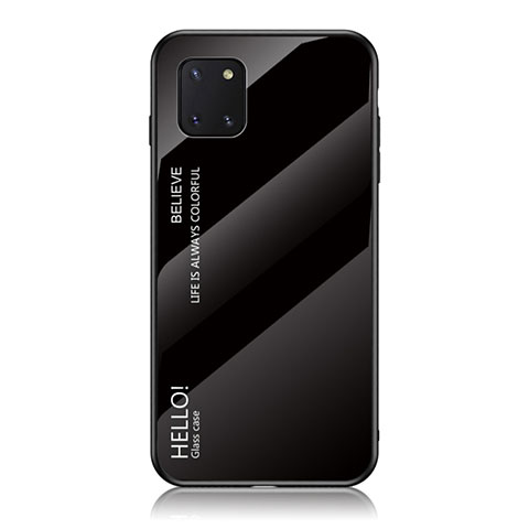 Samsung Galaxy Note 10 Lite用ハイブリットバンパーケース プラスチック 鏡面 虹 グラデーション 勾配色 カバー LS1 サムスン ブラック