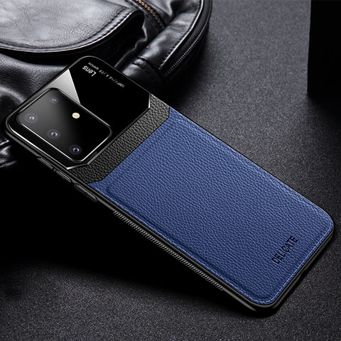 Samsung Galaxy Note 10 Lite用シリコンケース ソフトタッチラバー レザー柄 カバー FL1 サムスン ネイビー