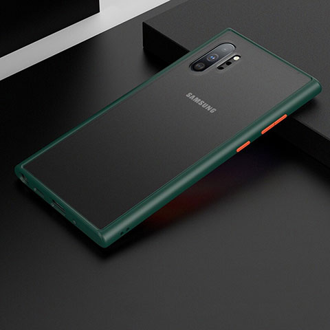 Samsung Galaxy Note 10 Plus 5G用ハイブリットバンパーケース クリア透明 プラスチック 鏡面 カバー H02 サムスン グリーン