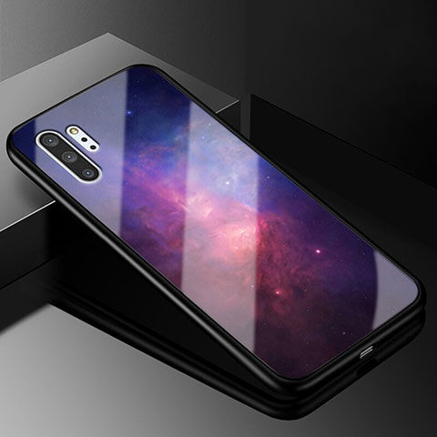 Samsung Galaxy Note 10 Plus 5G用ハイブリットバンパーケース プラスチック パターン 鏡面 カバー K01 サムスン パープル