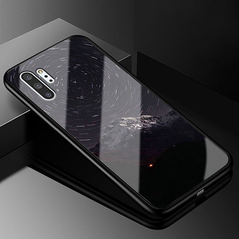 Samsung Galaxy Note 10 Plus 5G用ハイブリットバンパーケース プラスチック パターン 鏡面 カバー K01 サムスン ダークグレー