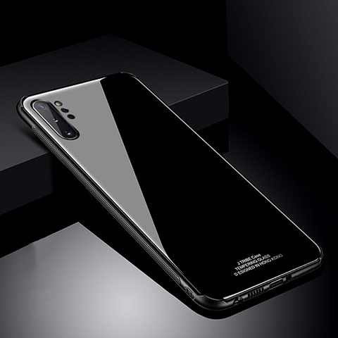 Samsung Galaxy Note 10 Plus 5G用ハイブリットバンパーケース プラスチック 鏡面 カバー T01 サムスン ブラック