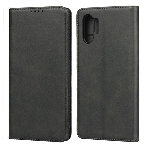 Samsung Galaxy Note 10 Plus 5G用手帳型 レザーケース スタンド カバー サムスン ブラック