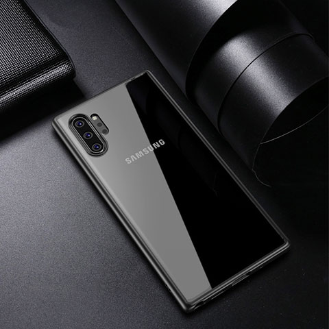 Samsung Galaxy Note 10 Plus 5G用ハイブリットバンパーケース クリア透明 プラスチック 鏡面 カバー サムスン ブラック